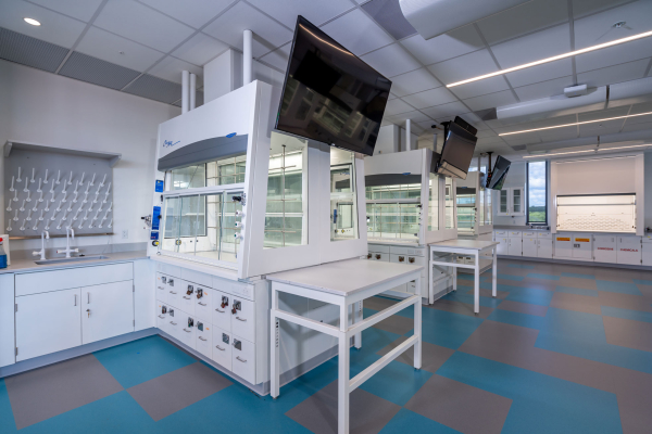 Chaney-Hale Hall long row of ClassMate Fume Hoods